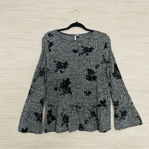 ELLE Women's Floral Bell Sleeve Top